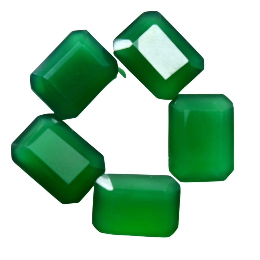 Natural Green Onyx at Wholesale Lot (Rs 30/Carat) Fine Quality Faceted Rectangle Shape हकीक Loose Gemstone for Reselling Astrologers Jewellers Crystal Healing Astrological Singh Leo Rashi-image-18