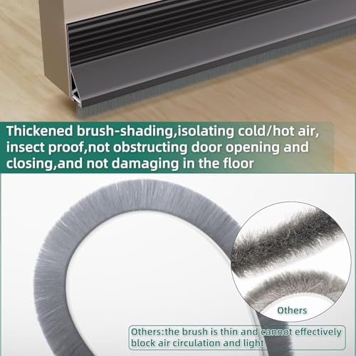 Image of Door Draft Stopper with Brush, Under Door Sweep for Exterior & Interior Doors, Weather Stripping Door Seal, Garage Window Blocker Noise Cold Air Insulation, Draft Guard (Black(39 INCH))