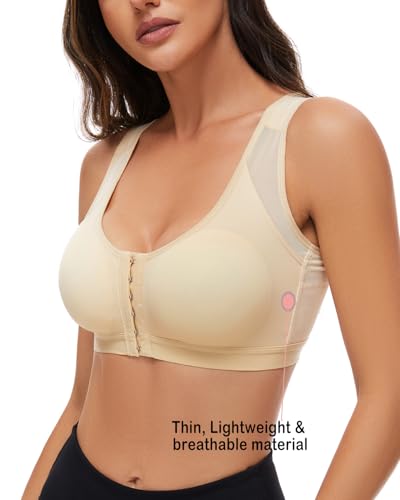 Wireless Front Closure Bras for Women Posture Corrector Bra Back Support Full Back Coverage Smoothing Bra3