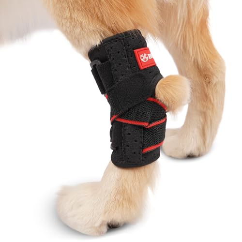 Image of Dog Hock Brace Rear Leg Built-in Metal Spring Strips Support for Sprains, Arthritis, Ligament Injuries, Post-Op Recovery with Adjustable Compression Straps (XL,Pair)