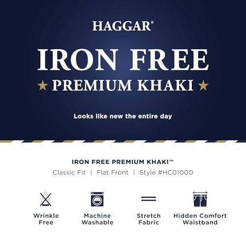 Image of Haggar Men's Classic Fit Iron Free Premium Khaki Casual Pant
