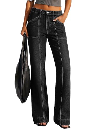 BTFBM Straight Leg Jeans for Women Stretchy Curve Appeal Pants Black - image 4