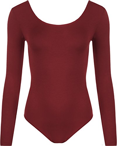 Preisvergleich Produktbild WearAll - Damen Body elastisch Langarm Bodysuit Top - Wein - 36-38
