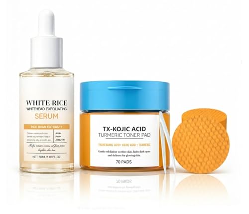 Beauty Peel Shot & Kojic Acid Turmeric Toner Pads with Tranexamic Acid Exfoliating Peeling Solution for Dead Skin Cells & Texture