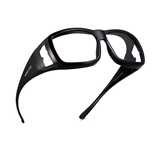 Berwke Clear Safety Glasses Over Eyeglasses Fog Proof Safety Goggles for Women Men Black