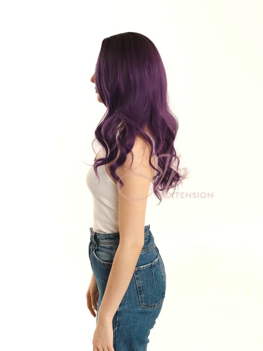 Miniatura 3 de KARL - Peluca rizada de 20 pulgadas de color morado oscuro, sin pegamento, para fiesta, cosplay, Halloween, pelucas para mujeres, pelucas sintéticas