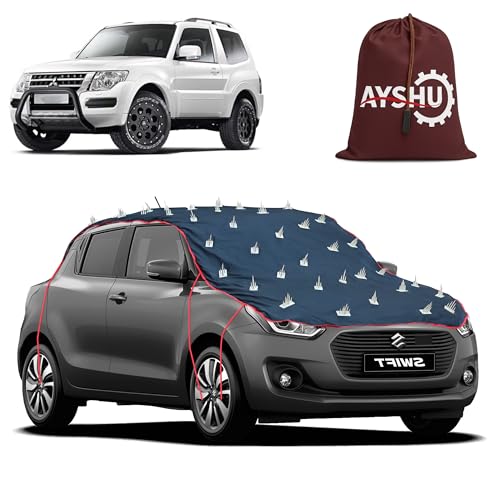 Image of AYSHU Water-Resistant Spike Car Cover for Mitsubishi Pajero (2002-2012) - Protects from Dogs, Monkeys, Dust, Sunlight & UV - Full Roof Universal Fit