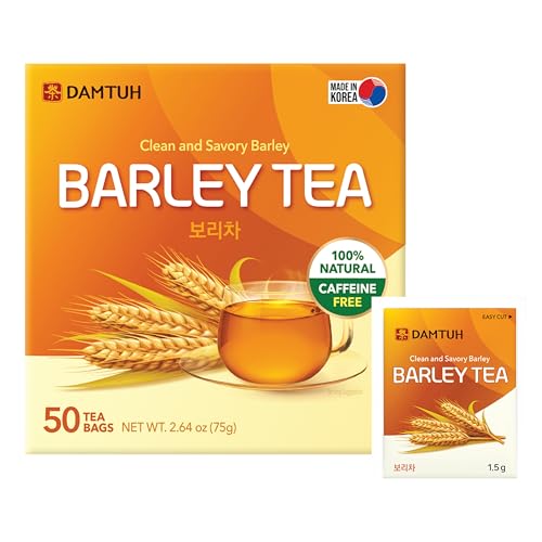 Damtuh Korean Barley Tea, Roasted Barley Tea Bags, Boricha Mugicha, Caffeine-Free, 50 Bags