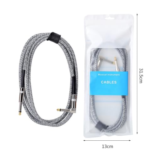 Cable de bajo blindado recto a ángulo con conector de 6,35mm 6