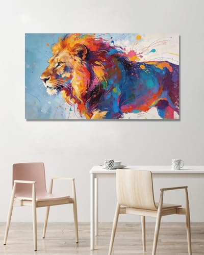 Tableau Lion Abstrait Moderne pour réveiller un mur blanc de séjour ou bureau A121 - 3