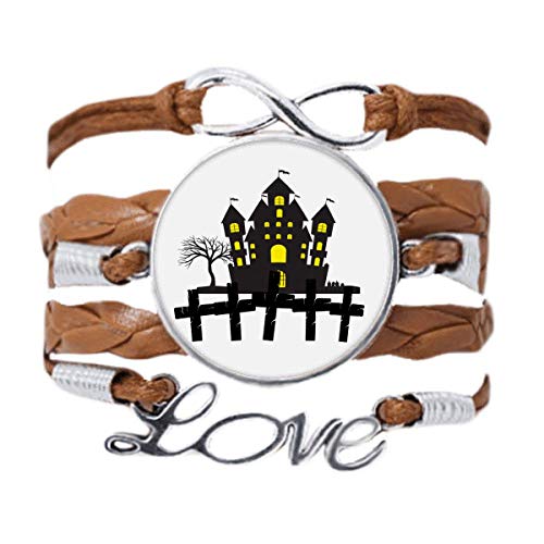Bracelet Halloween lumineuse castle en cuir noir et corde tordue Love