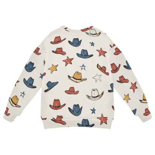 JUNZAN Western Cow Hat White Little Boys Hooded Sweatshirt Fleece Kids Hoodies Boys Athletic 4T2
