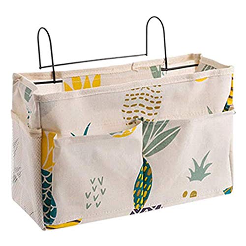 Dulau 1 pièce Panier de Rangement à Suspendre pour Chevet, Organisateur de Chevet Sac de Rangement Suspendu avec 3 Poches pour Lit Superposé, Dortoirs, Rails de Lit et Chaise