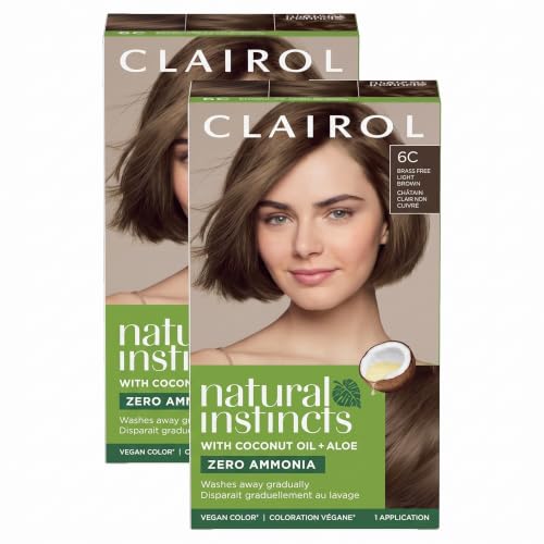 Clairol Natural Instincts Demi-Permanent Hair Dye, 6C Light Brown Hair Color, Pack of 2