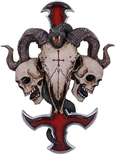 Nemesis Now James Ryman Devils Ram's Skull Petrine Cross Wall Plaque, Red, 30.5cm, B5304S0