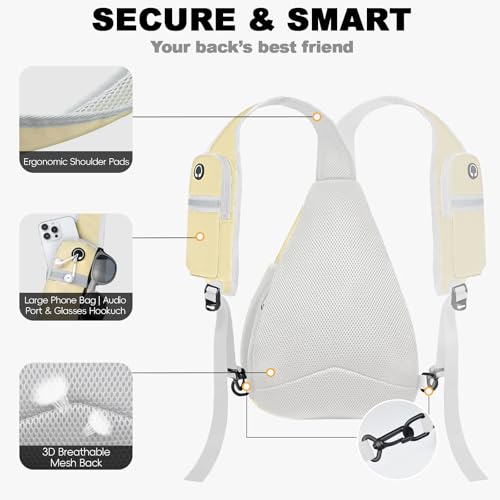 Bolso cruzado antirrobo ligero beige para mujer y hombre miniatura 5