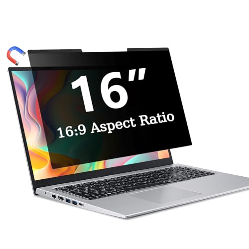 Image of Magnetic Laptop Privacy Screen 16 Inch 16:9, Removable Privacy Filter | Compatible with Samsung HP Dell Asus Acer Sony Lenovo LG Thinkpad Toshiba, Anti Spy, Anti Glare, Blue Ray Reduction