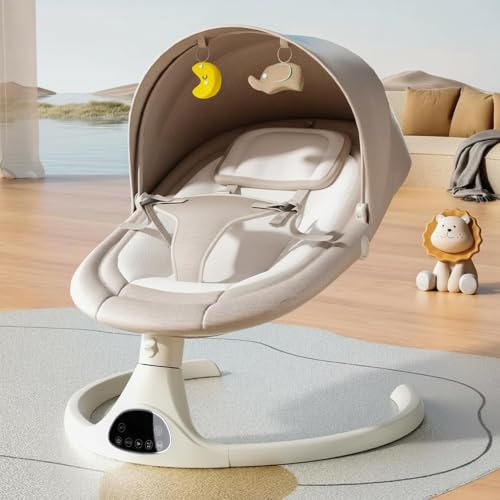 Image of StarAndDaisy baby rockers for 0 to 2 years, Baby Multi functional rocking chair / rocker for babies, Infants & Toddler with 5-level Automatic Swing & Bouncer / cradle with touch panel and hanging toys (Beige)