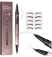 Dual-Ended Eyebrow Pencil and Eyeliner, 2-in-1 Eyebrow Pencils for Women with 4 Fork-Tip and Curv...