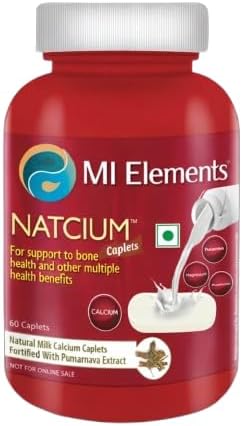 MI ELEMENTS Natcium Calcium Caplets for Bone Health Support, 60 Tablets
