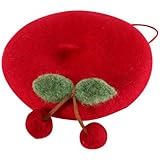 Chapeaux de Chien pour Petits Chiens, Adorable Bonnet de Chat avec décor Cerise, Chapeau Chat réglable Chaleureux, Chapeaux d'hiver pour Chien pour la Maison, fête, Photo, Style du Nouvel an 1