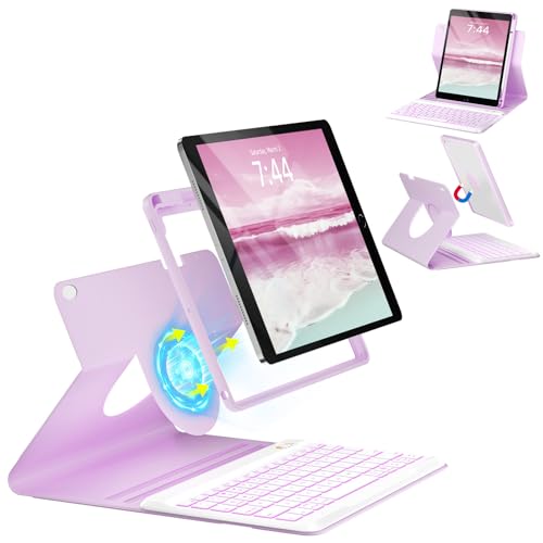 Image of OYEEICE Keyboard Case for iPad 6th /5th Generation 9.7 inch, 360 Rotatable, 7 Color Backlit Detachable Wireless Keyboard, Upgraded Magnetic Cover with Pen Holder for iPad Air 2nd Gen