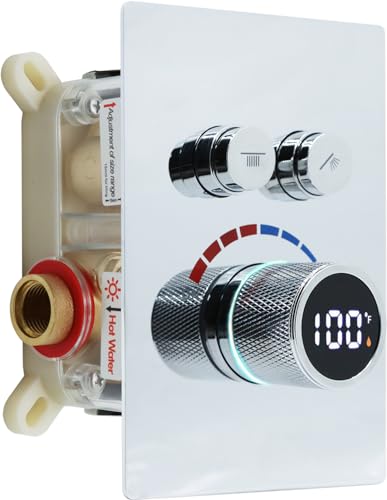 Digital Display Shower Valve Shower Valve 2 Way Shower Diverter Valve Shower Mixing Valve Can Use All the Time Polished Chrome