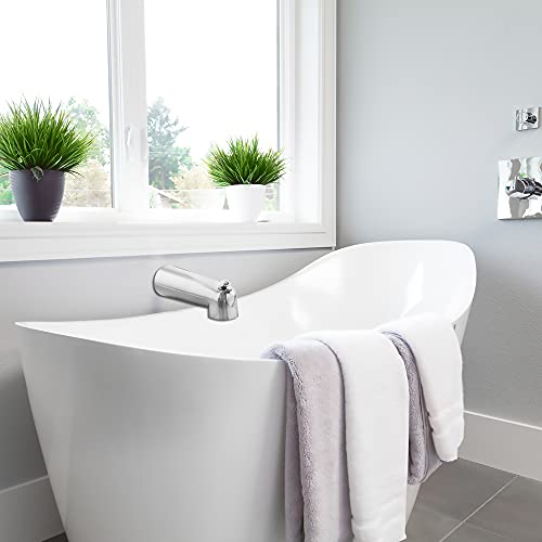 Sento Slip On Silver Universal Bathroom Tub Spout With Diverter, Durable Heavy Duty Metal Bathtub Faucet With Shower Diverter - 7 Inches 1/2" Copper Pipe, Polished Chrome #TOP5