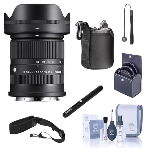 Image of Sigma 18-50mm f /2.8 DC DN Contemporary Lens for Sony E - Bundle with 55mm Filter Kit, Case, Cleaner, Cleaning kit, Movo Sling Strap, Cap Tether