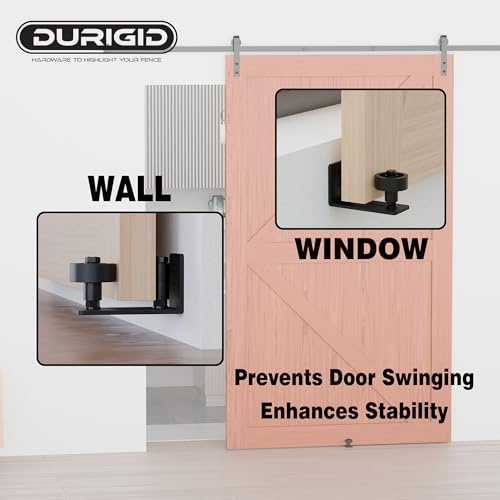 DURIGID 4 Pack Barn Door Floor Guide, Barn Door Guides for Bottom, Barn Door Roller Guide Equipped with Felt Strips for Quiet and Smooth Operation, 8 Roller Combinations, Flush Bottom, Black by DURIGID - Used condition - Image 6