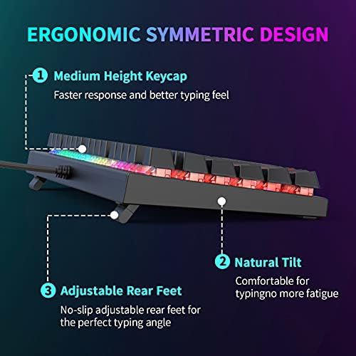 CP3 Mechanical Gaming Keyboard RGB Light up Keyboard Wired Anti-ghosting 87 Key Small Gaming Keyboard with Blue Switches for Laptop, Windows, PC Games and Work
