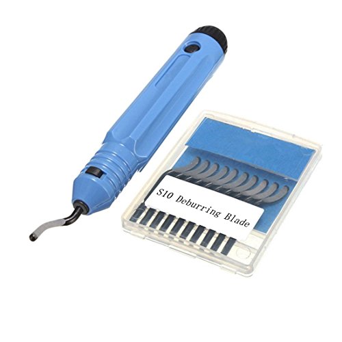 Adiyer Deburring Tool Kit Deburring Cutters Set, Plastic Handle + 11pcs BS1010 Deburring Blades, Burr Remover Hand Tool for Metal, Aluminum, Copper and Plastic