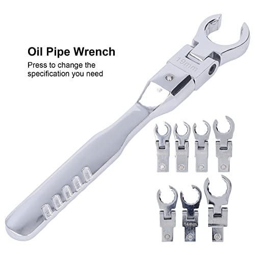 TICFOX Flex Flare Nut Wrench Set Replaceable Wrench Set Flexible Head Torsion Wrench 180 Degree Rotating Spanner with Handle - Image 3