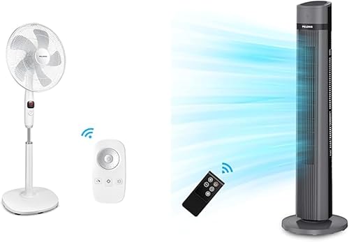 PELONIS Paquete de ventiladores oscilantes de torre y pedestal  Control remoto  Silencioso  Ajustable  Temporizador disponible en Yaxa Venezuela