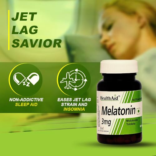 Image of HealthAid Melatonin 3mg Supplement for Men & Women | Supports Relaxation, Restful Sleep & Healthy Sleep Cycle | 60 Tablets