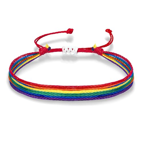 CATASTRBT Regenbogen Armband Handgefertigtes Rainbow Pride Armbänder Freundschaftsarmbänder Stoffarmband Einstellbar Farbe Blau Pride-Bracelet für Erwachsener Männer Frauen (A)