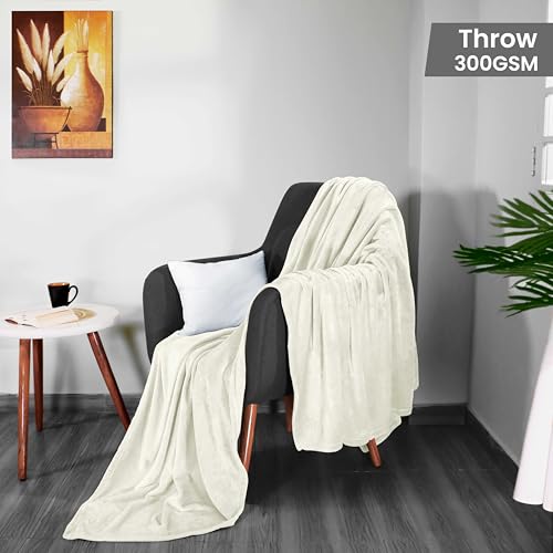Image of Utopia Bedding Fleece Blanket Throw Size Ivory 300GSM Luxury Anti-Static Fuzzy Soft Microfiber Blanket for Couch, Sofa and Bed (50x60 Inch)