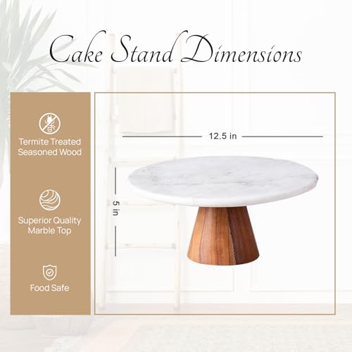 Image of nestroots Marble Cake Stand | 12-Inch Dessert Platter for Cupcakes, Pies & Pastry | Elegant Display for Parties, Birthday, Weddings & Home Decor