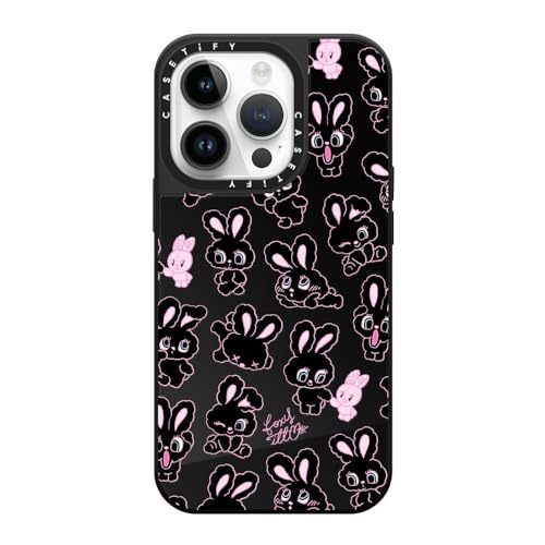 CASETiFY �~���[ iPhone 14 Pro �P�[�X [1.5m����̗����������N���A/MagSafe �ɑΉ�] - Black Bunnies - �u���b�N (�u���b�N�o���p�[)