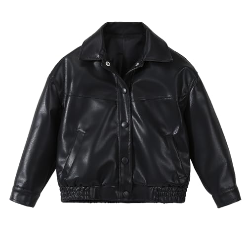 Boys Girls Motorcycle Faux Leather Jackets Toddler Kids' Coat Outerwear with Pocket