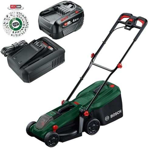 Bosch cortacésped a batería ROTAK18V2-38 (anchura de corte: 38 cm, altura de corte: 30-75 mm, cesto de tela de 40 l, tapón para triturado, sin batería)