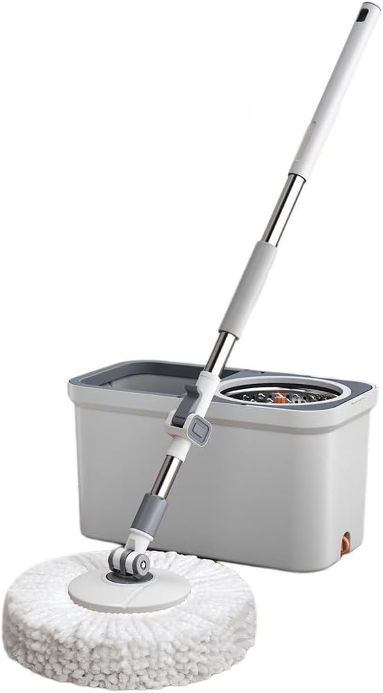 Spin Mop and Bucket with Wringer Set, 360° Spinning Mop Bucket System with 5 Washable Microfiber Mop Pad, Adjustable Handle for Floor Cleaning Home