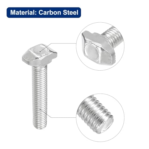 Image of uxcell 20Pcs T-Slot Bolts, M5 x 30mm Hammer Head Bolt T Screw Drop-in Stud for 2020 Series T-Slot Aluminum Extrusion Profile, Carbon Steel Nickel Plated, Silver