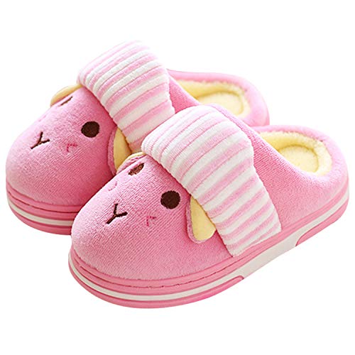 JACKSHIBO Girl Cute Home Slippers Kid Fur Lined Winter House Slippers Warm Indoor