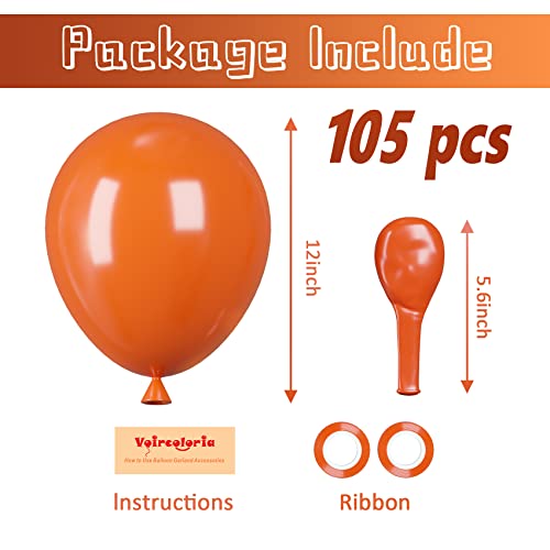 Image of Voircoloria 105pcs Orange Balloons 12inch Party Latex Balloons for Boys Girls Birthday Baby Shower Gender Reveal Wedding Sunflower Party Decorations