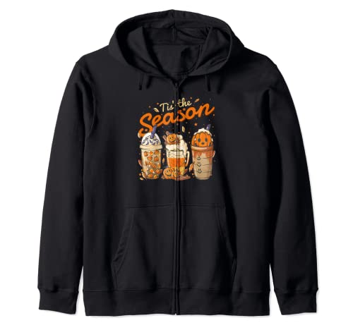 Tis The Season Pumpkin Spice Latte Halloween Autunno Caffè Felpa con Cappuccio