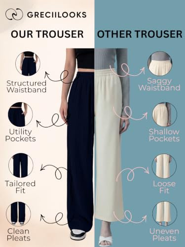 Image of GRECIILOOKS Women Trousers for Women | Women Trousers | Women's High-Waisted Pant | Women Trousers Pants | Korean Trousers for Women