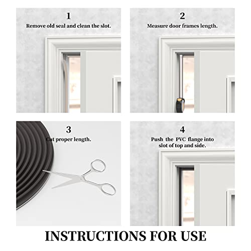 Door Weather Stripping Soundproof Door Seal Strip V-Shaped Pu Foam Kerf Weather Stripping Door Frame Weather Stripping For Doors Windows, Card Slot Installation Seals Large Gap (Black,26 Feet) #TOP3