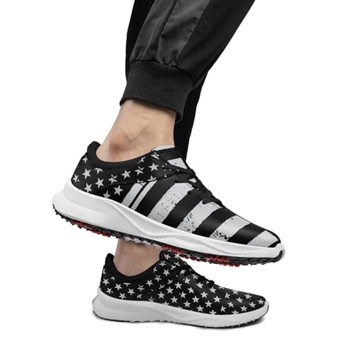 Patriotic Spikeless Golf Shoes for Men, Women's Breathable Golf Sneakers with American Flag Designs Sports Walking Footwear4