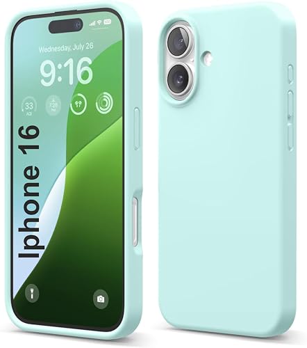 Image of SBMS Liquid Silicone Case for Apple iPhone 16 6.1-Inch, Silky-Soft Touch Full-Body Protective Phone Case, Shockproof Back Cover Case Pouch for iPhone 16 (Mint Green)